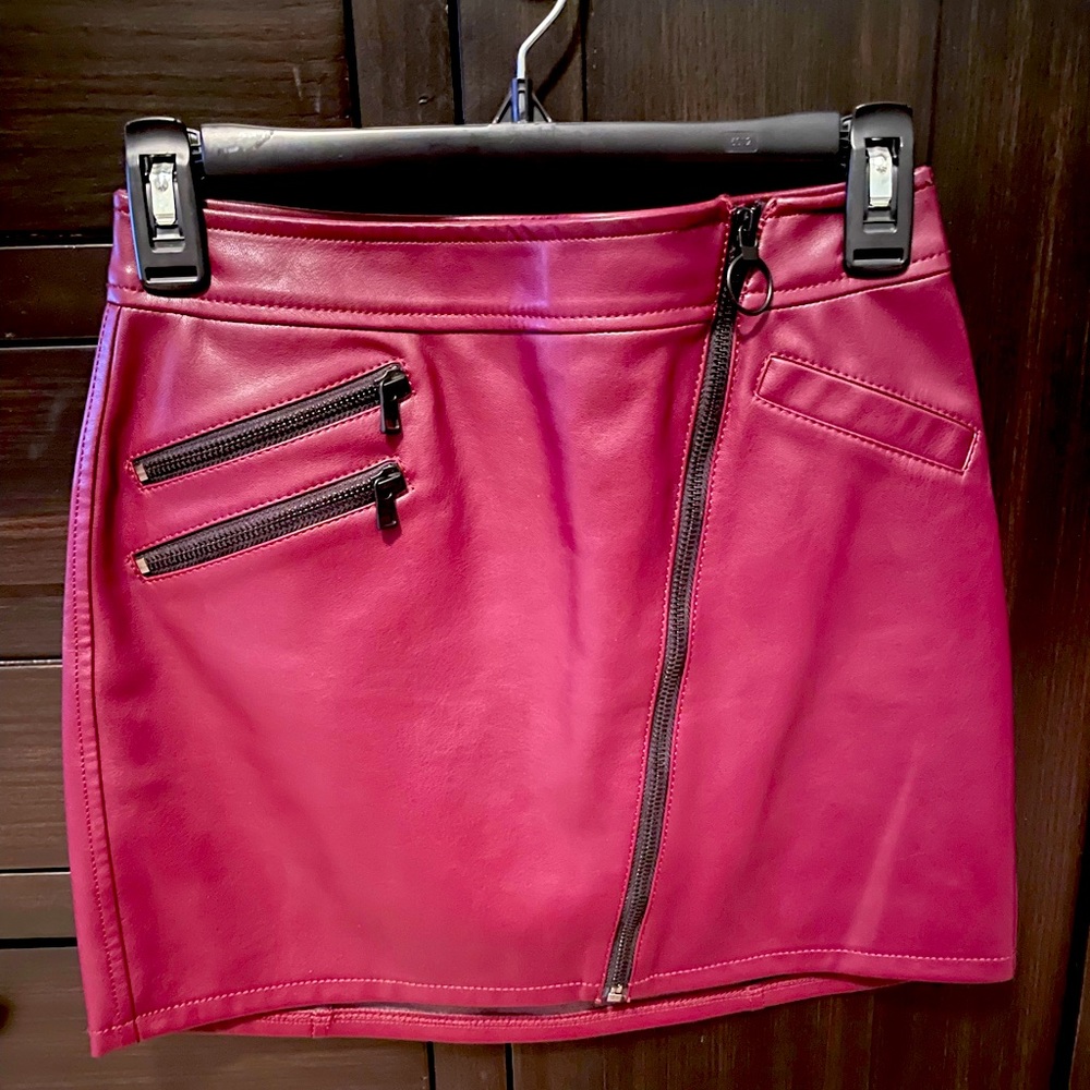 Size 0 maroon leather mini skirt from Express.